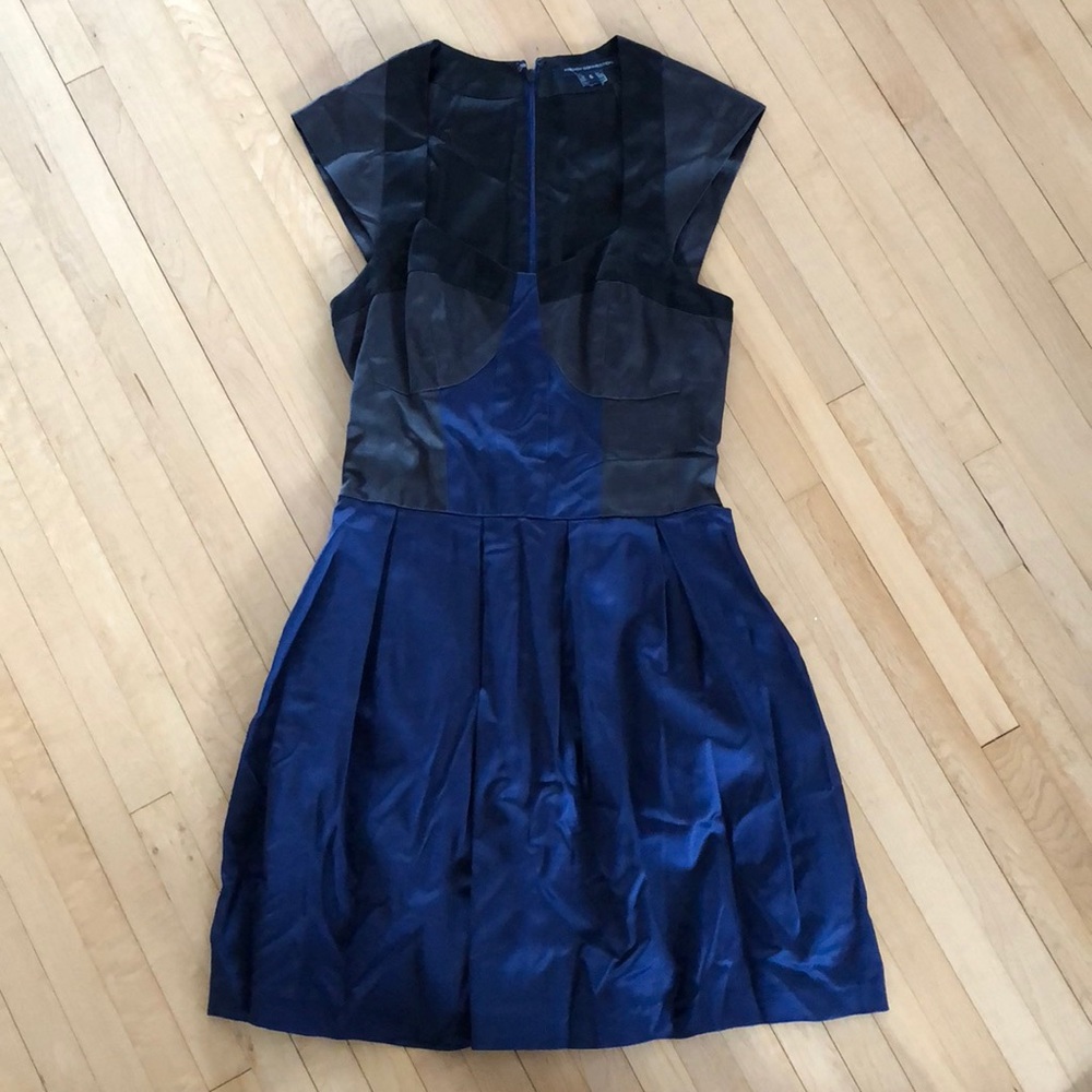 French Connection Dress black navy pockets cap